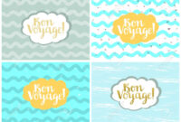Set Of Four Cards, Vector Templates. Bon Voyage. with regard to Bon Voyage Card Template