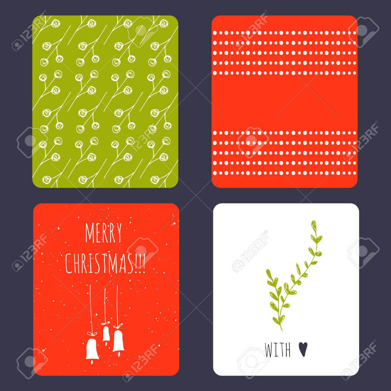 Set Of Winter Small Card Templates. Collection For Christmas.. For Small Greeting Card Template