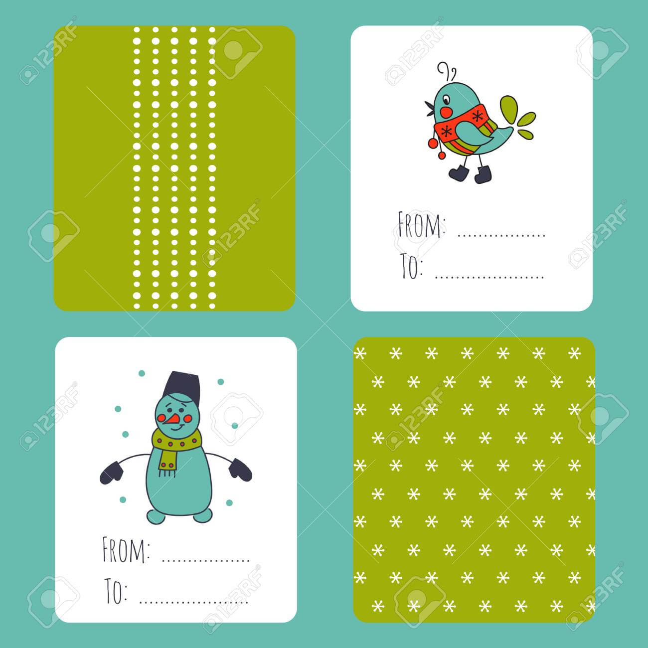 Set Of Winter Small Card Templates. Collection For Christmas.. Pertaining To Small Greeting Card Template