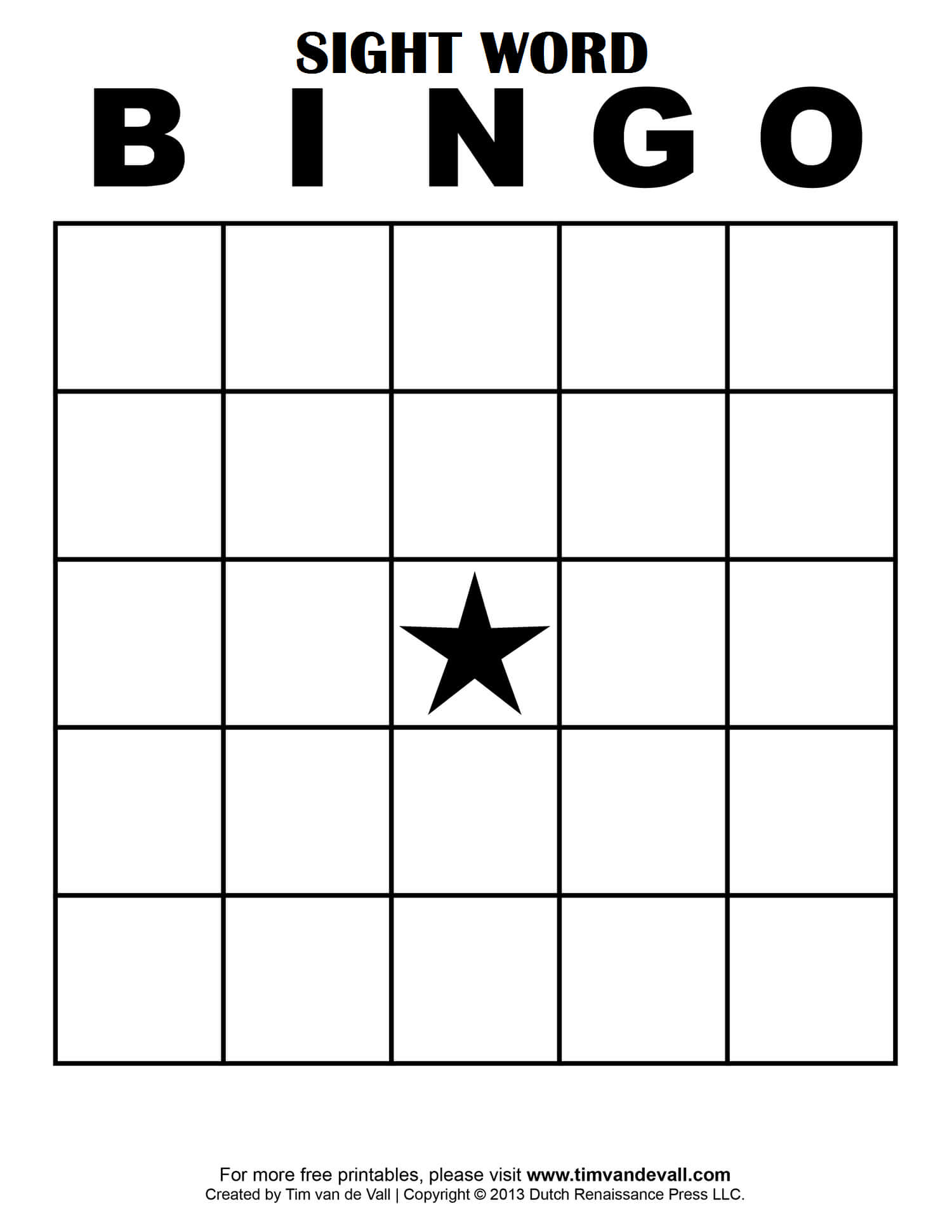Sight Word Bingo … | Bingo Card Template, Bingo Template Intended For Bingo Card Template Word