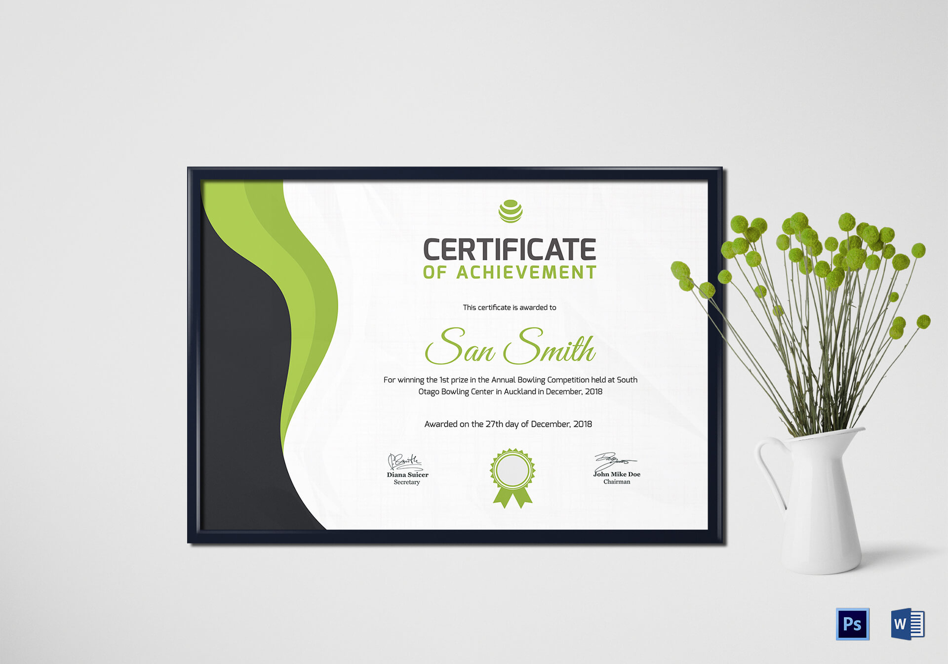 Simple Bowling Award Certificate Template With Award Certificate Design Template