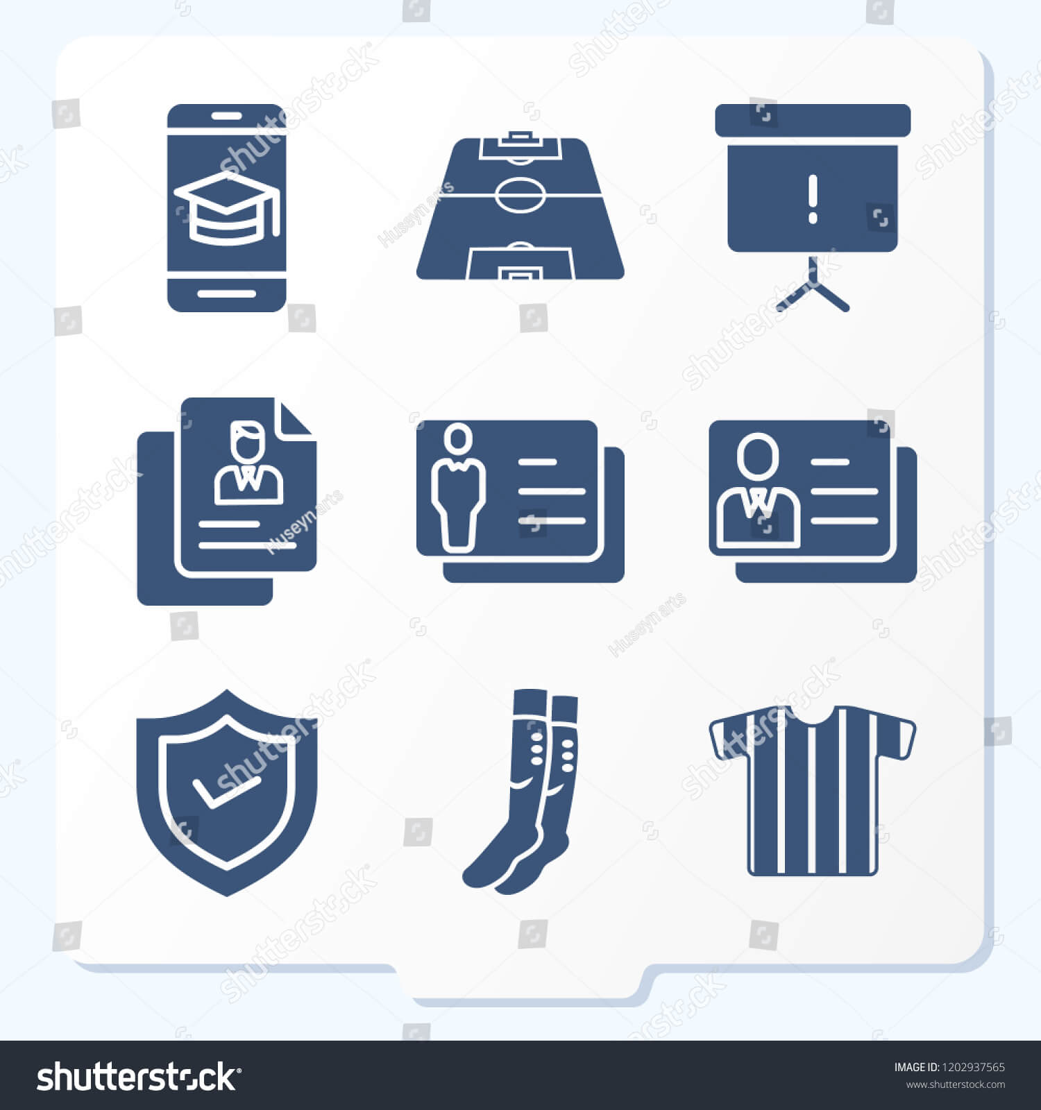 Simple Set 9 Icons Related Template | Royalty Free Stock Image For Shield Id Card Template