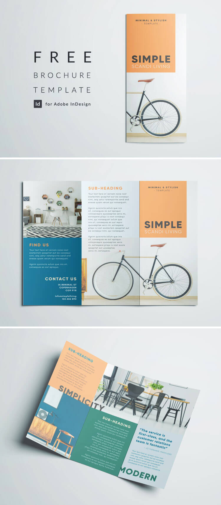 Simple Tri Fold Brochure | Free Indesign Template Inside 3 Fold Brochure Template Free Download