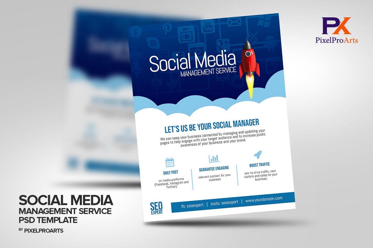 Social Media Management Service Flyer Template For Social Media Brochure Template