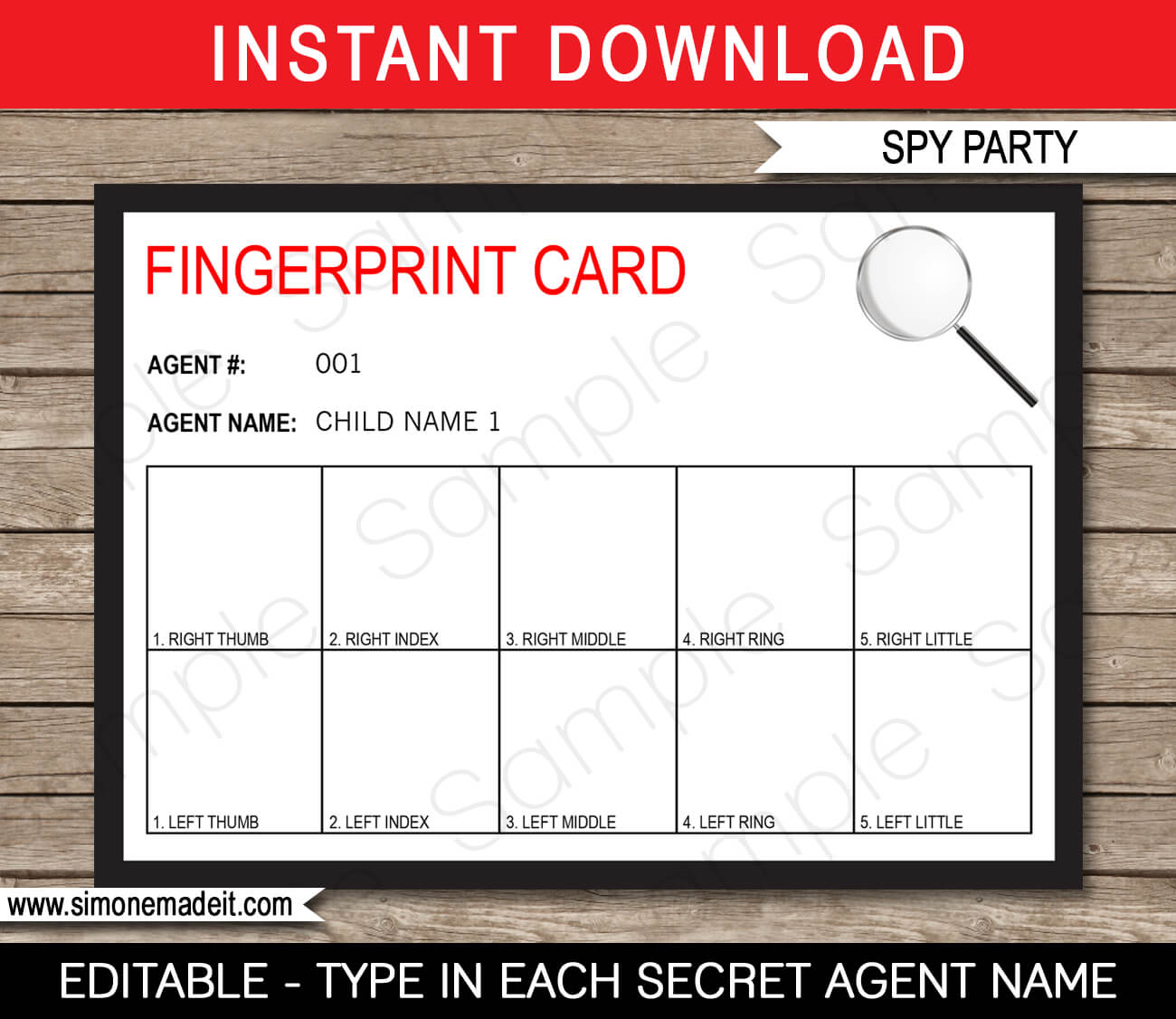 Spy Party Fingerprinting Card Template | Secret Agent Party Regarding Spy Id Card Template