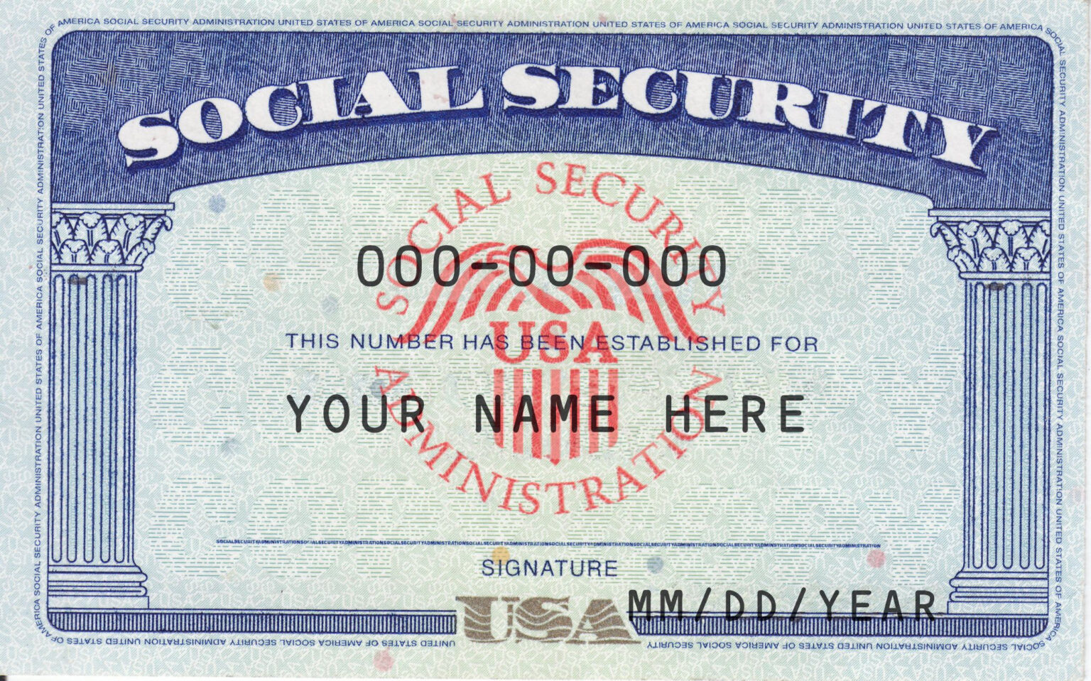 Editable Social Security Card Template Business Plan Templates