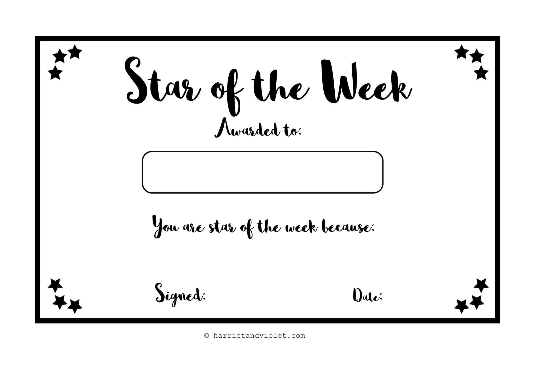 Star Of The Week Certificate – Printable Teaching Resources For Star Of The Week Certificate Template