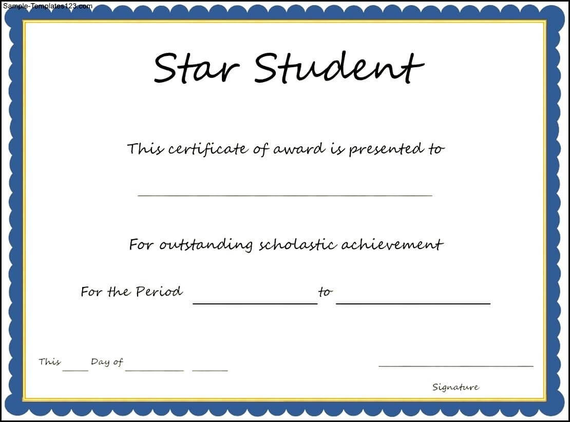 Star Student Award Certificate Template – Sample Templates Throughout Star Certificate Templates Free