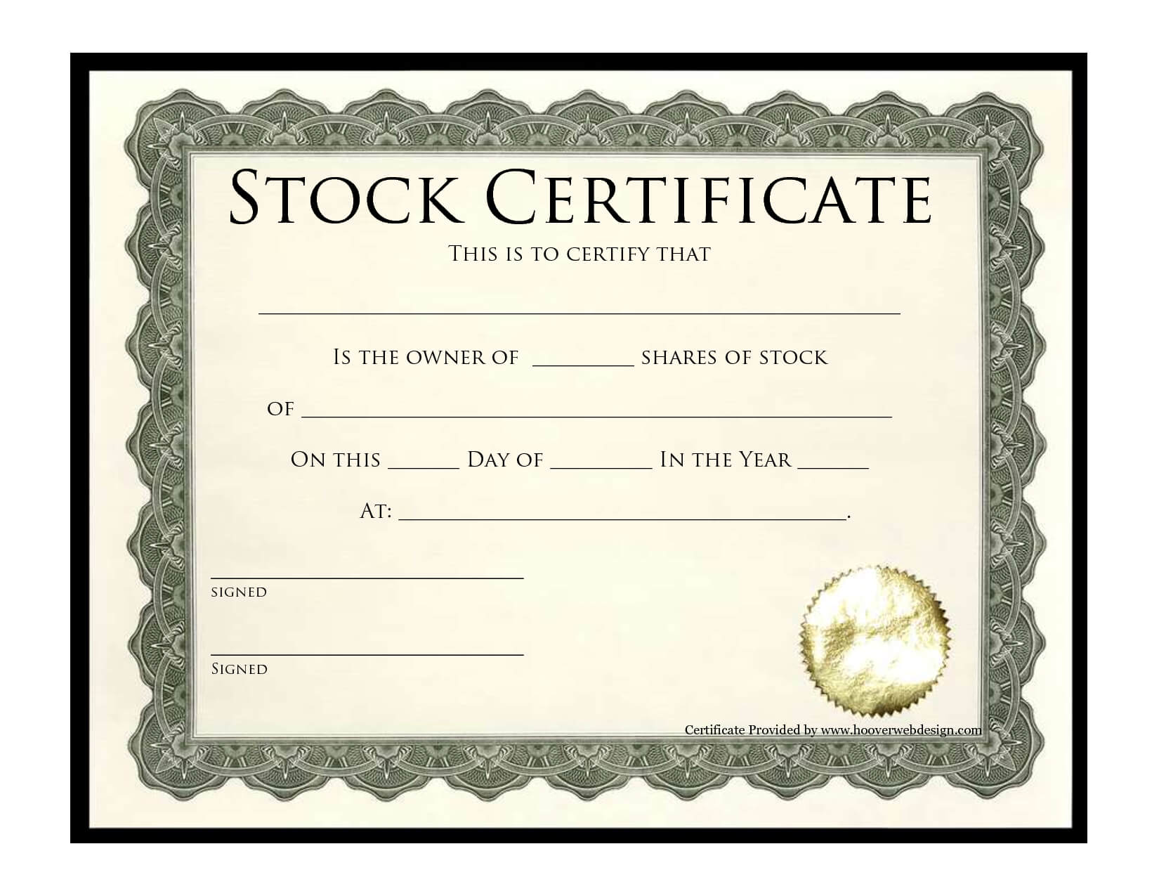 Stock Certificate Template | Best Template Collection Inside Corporate Share Certificate Template
