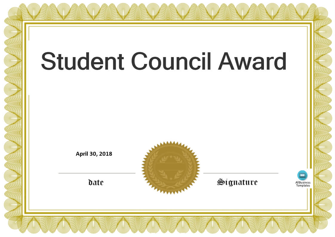 Student Council Award | Templates At Allbusinesstemplates In Free Student Certificate Templates