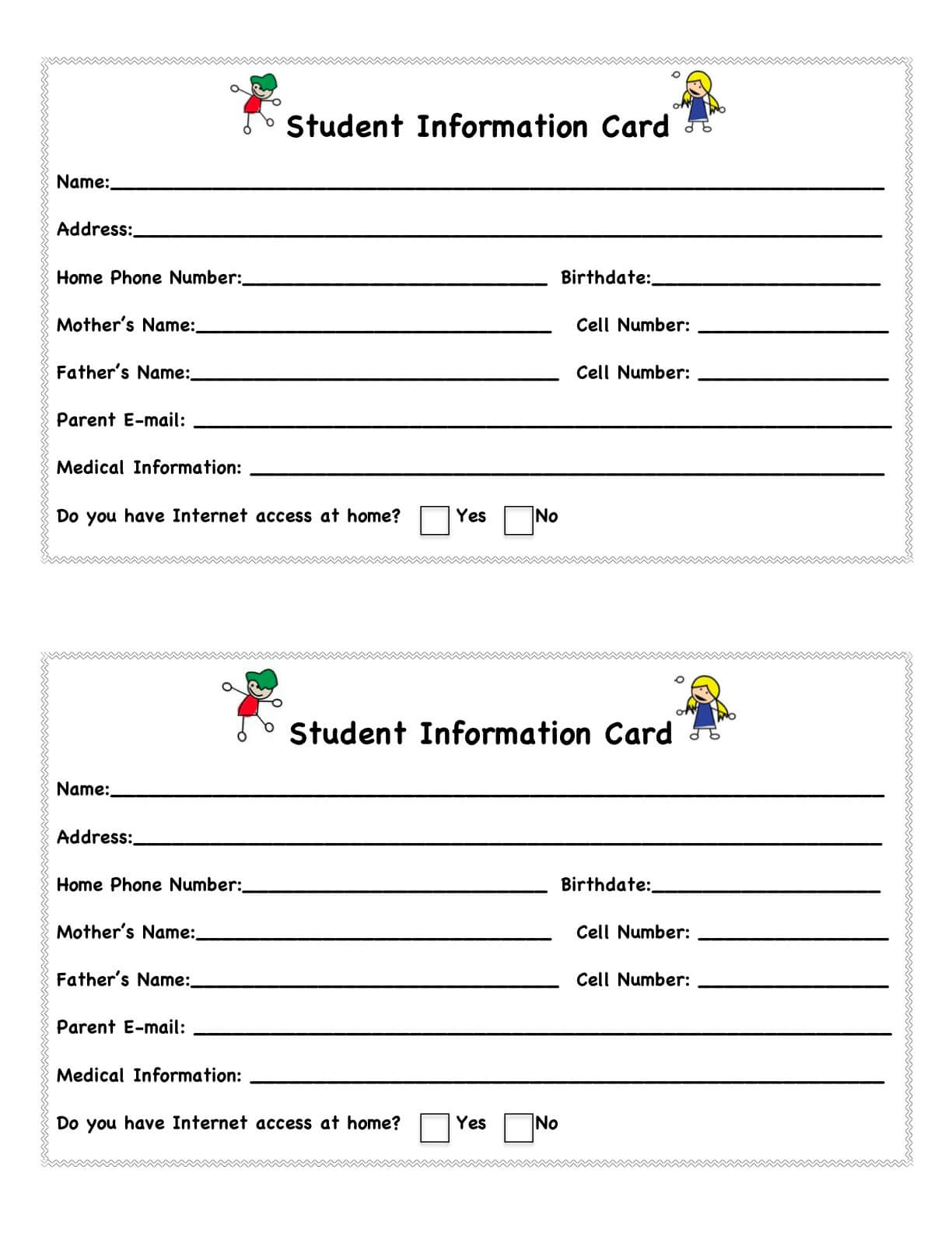 Student Information Card Template ] – Back To School In Student Information Card Template