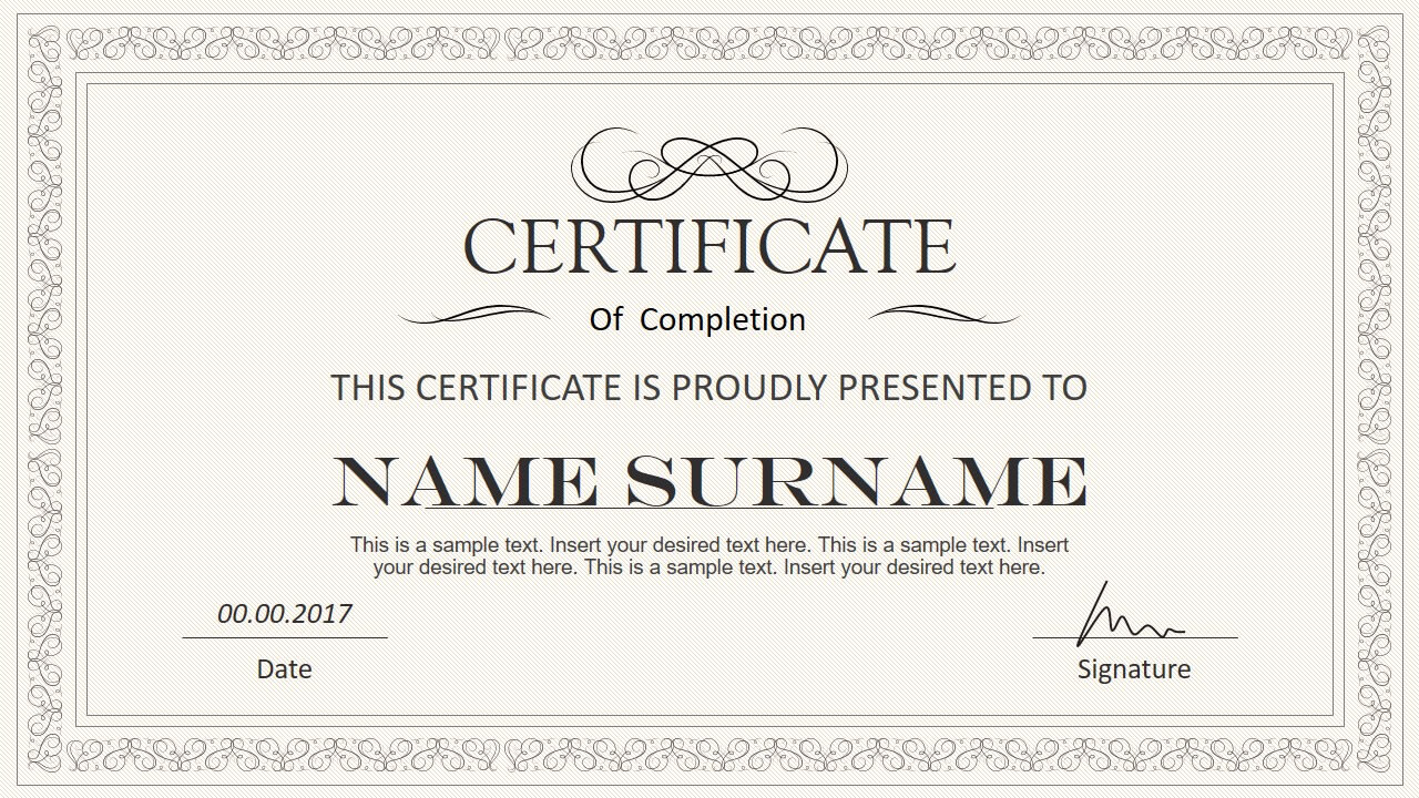 Stylish Certificate Powerpoint Templates Pertaining To Award Certificate Template Powerpoint