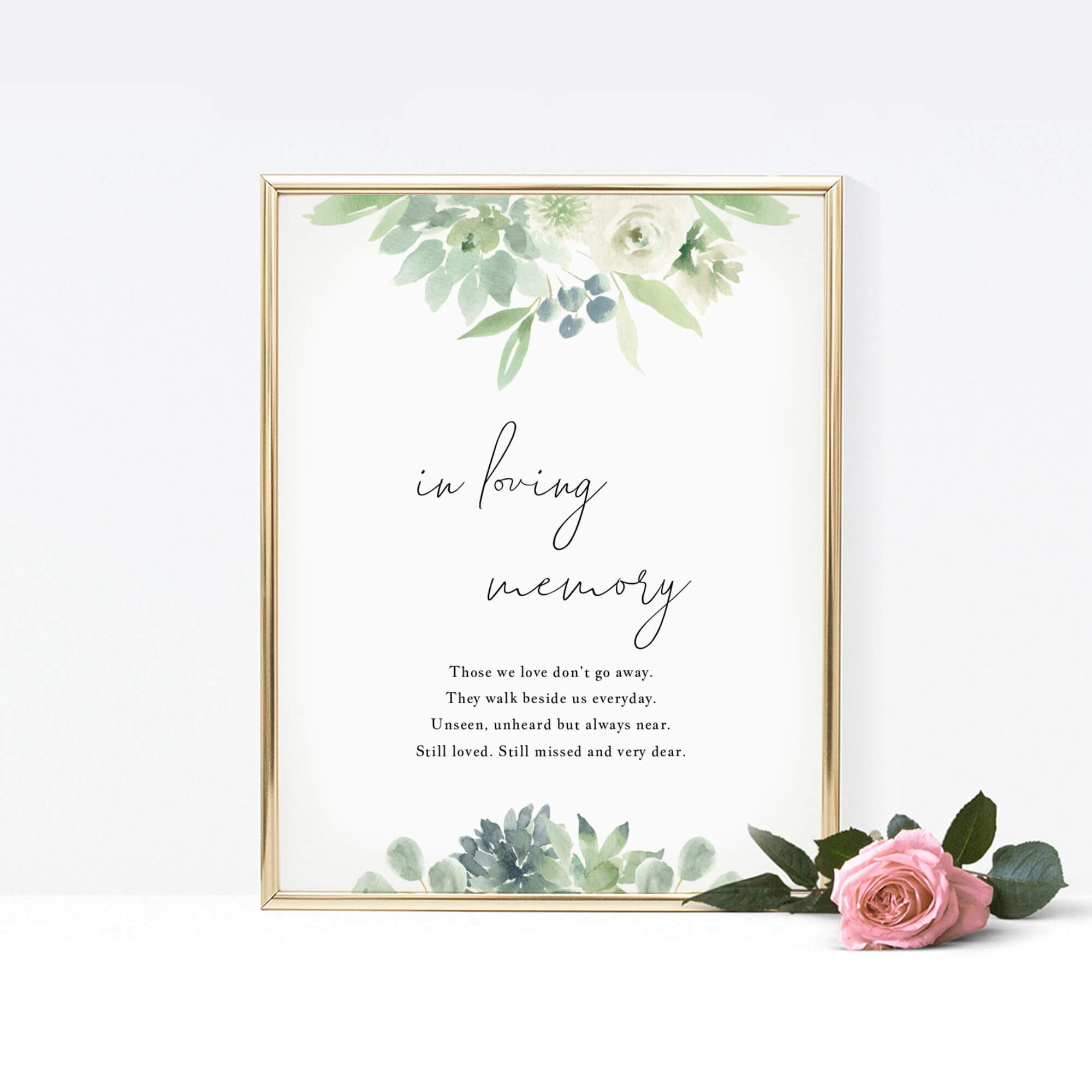 Succulents In Loving Memory Sign Template, Printable In Within In Memory Cards Templates