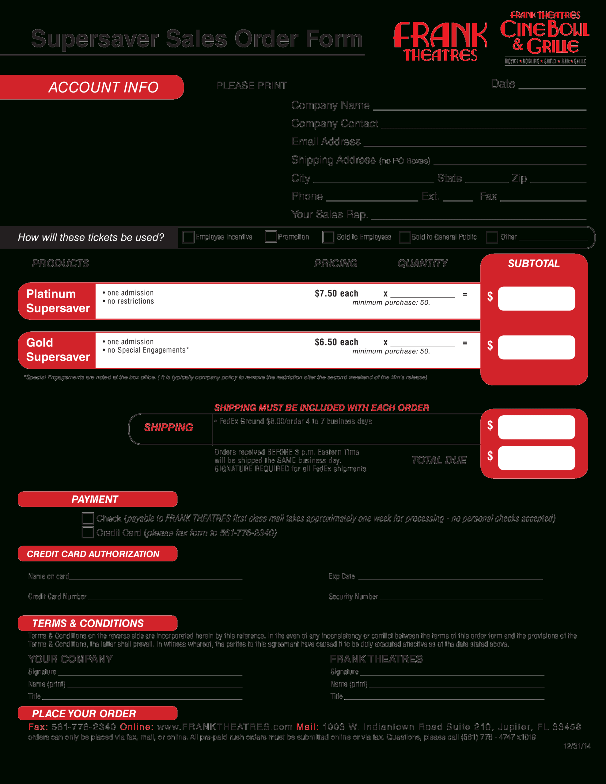Super Saver Sales Order Form Sample | Templates At Intended For Order Form With Credit Card Template