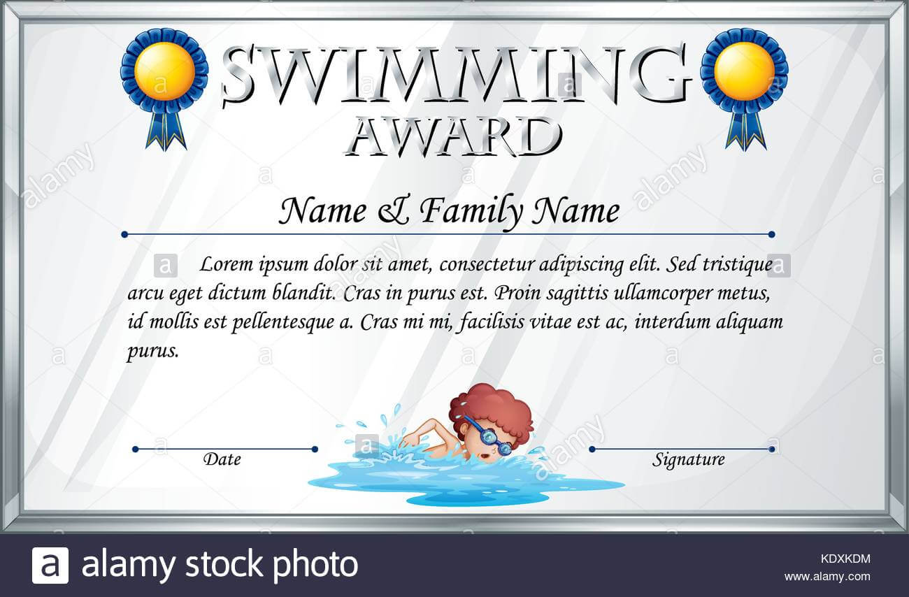 Swimming Award Stock Vector Images – Alamy With Free Swimming Certificate Templates