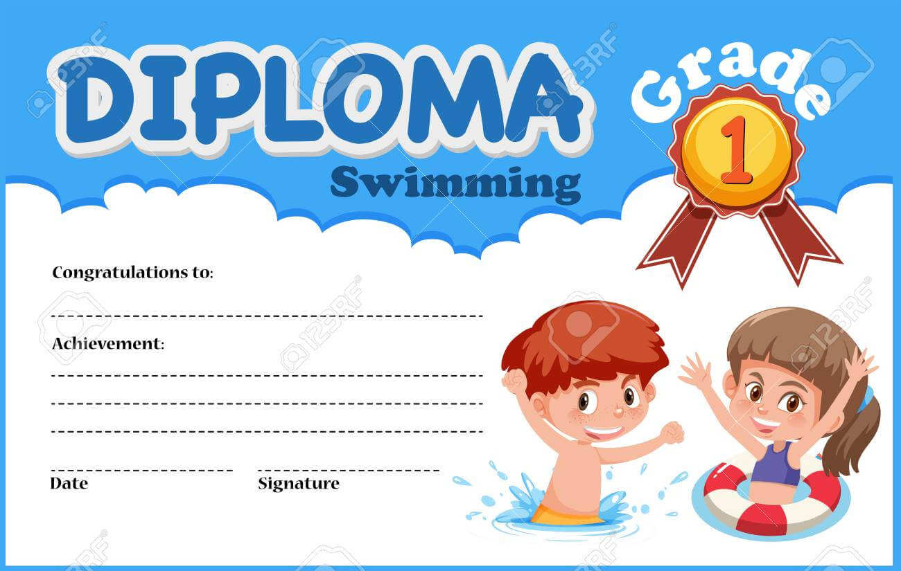 Swimming Diploma Certificate Template Illustration Within Swimming Certificate Templates Free