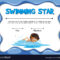 Swimming Star Certification Template With Swimmer Inside Free Swimming Certificate Templates