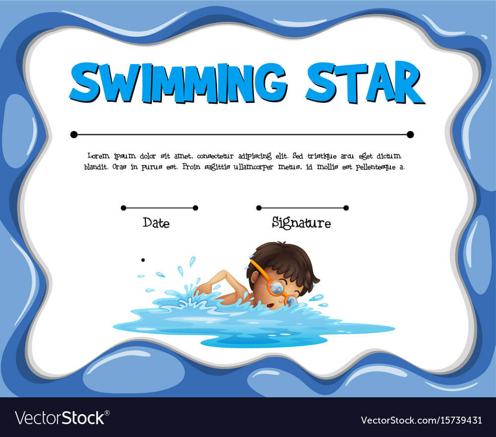 Swimming Star Certification Template With Swimmer Inside Free Swimming Certificate Templates