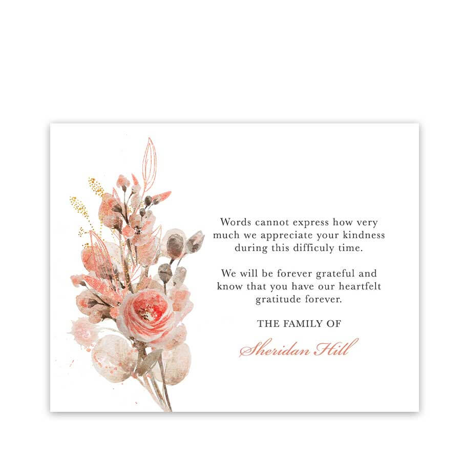 Sympathy Thank You Card Customized With Your Wording To Guests With Regard To Sympathy Thank You Card Template