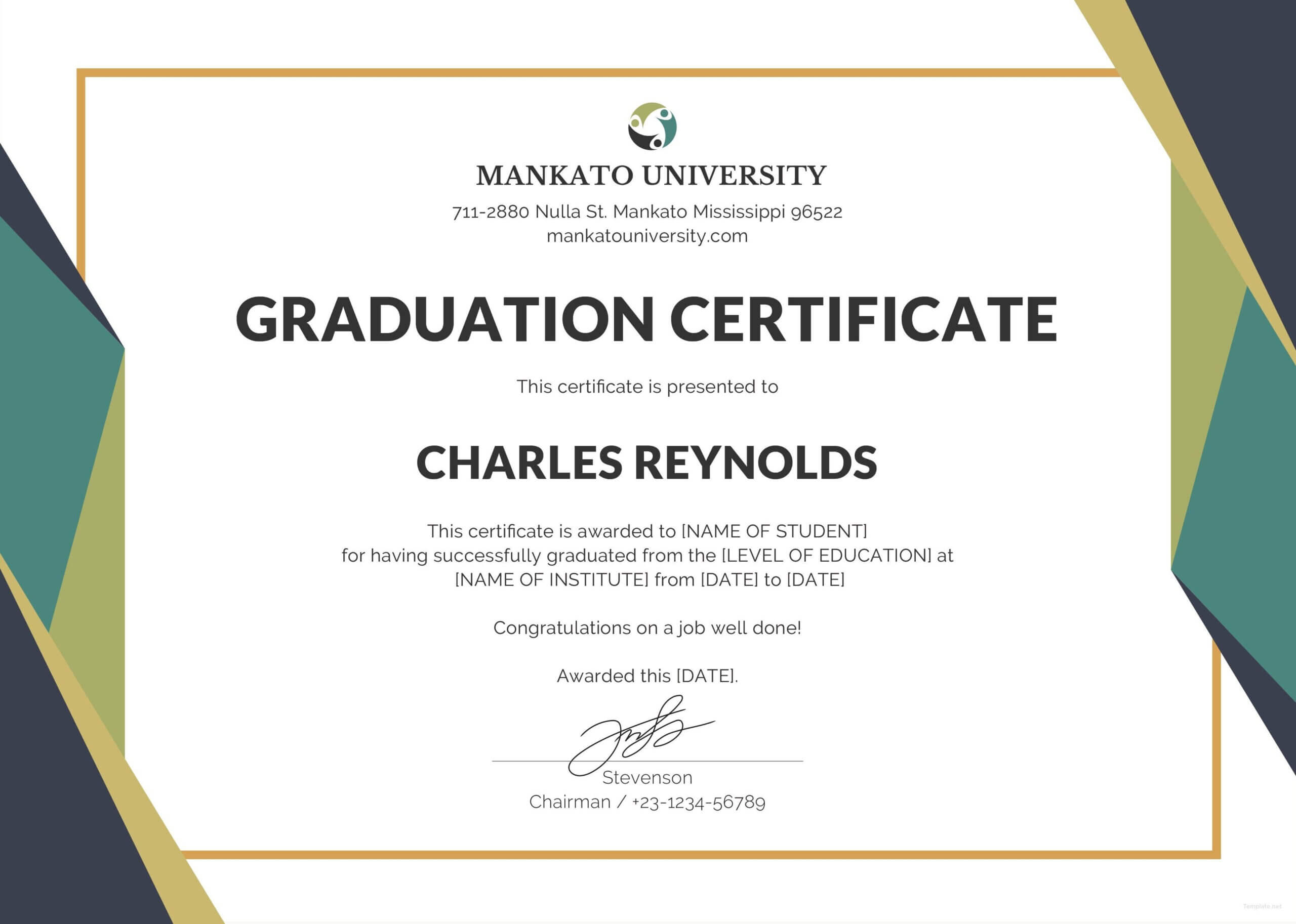 Template Certificate Of Graduation Fresh Certificate Throughout Graduation Certificate Template Word