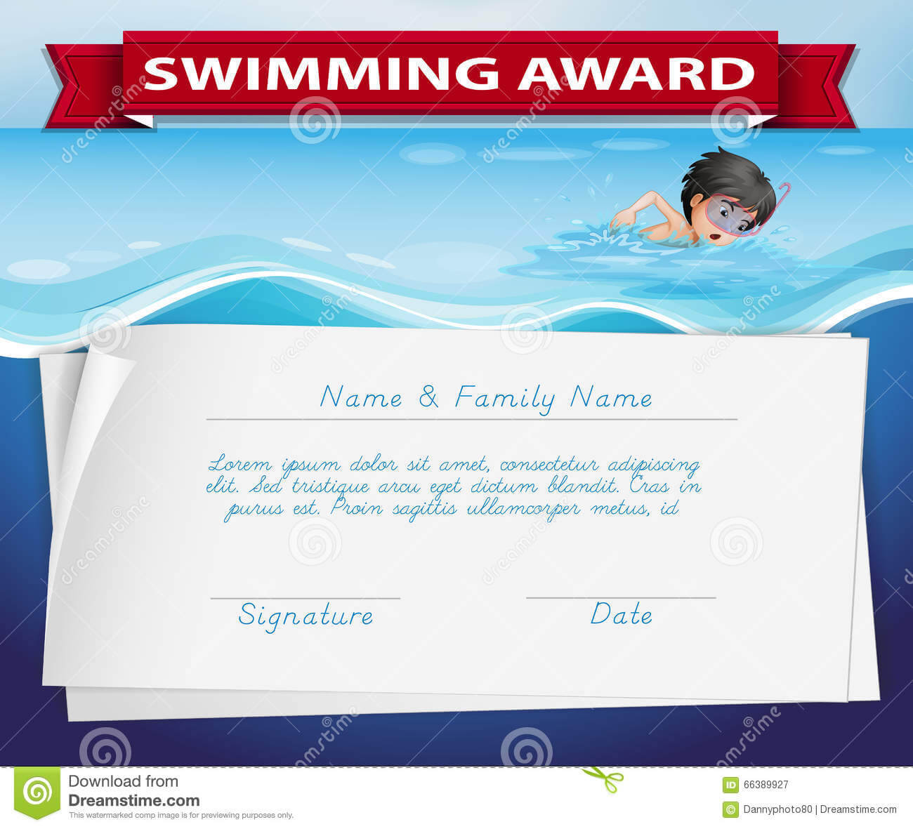 Template Certificate Swimming Award Stock Illustrations – 17 Inside Free Swimming Certificate Templates