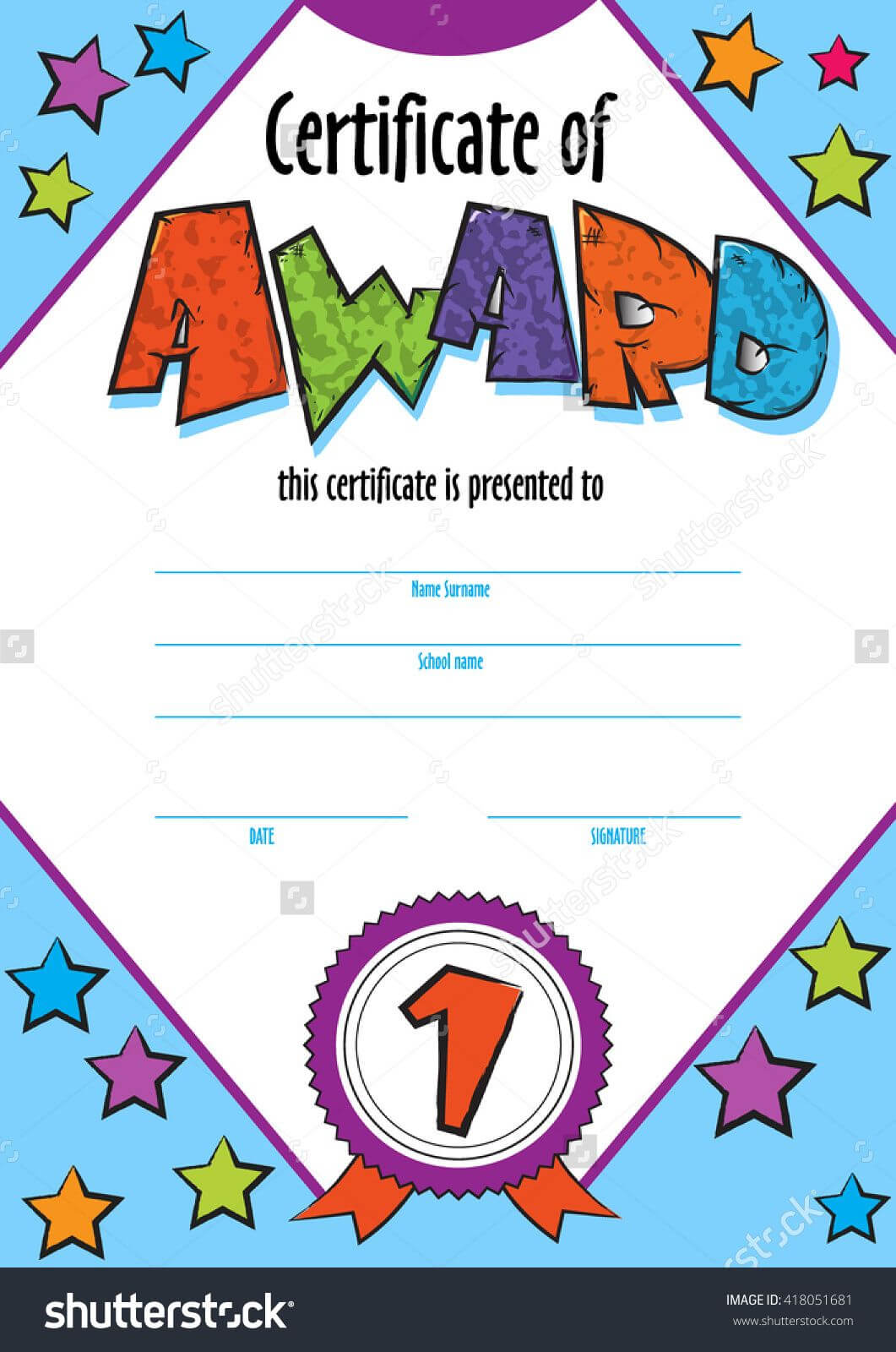 Template Child Certificate To Be Awarded. Kindergarten With Regard To Sports Day Certificate Templates Free