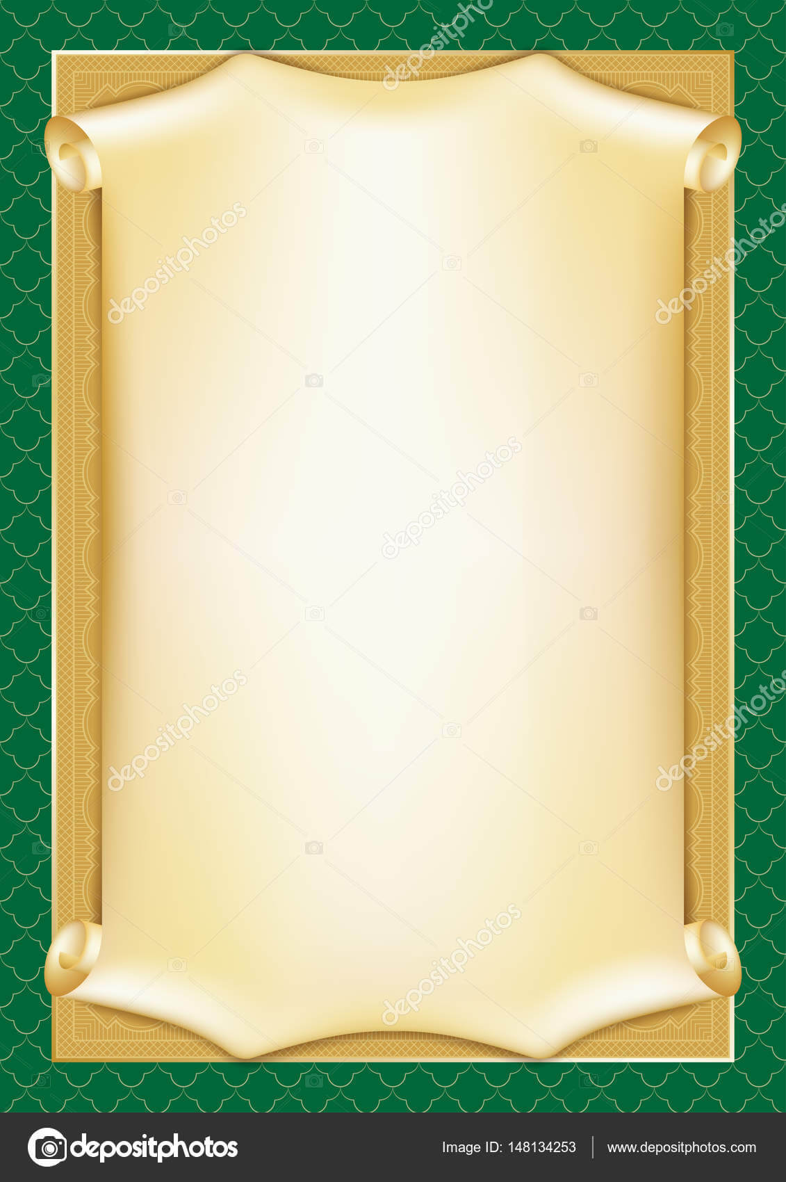 Template For Diploma, Certificate, Card With Scroll And Intended For Certificate Scroll Template