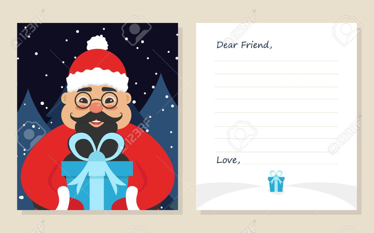 Template Greeting Card New Year's Or Merry Christmas Letter To.. In Christmas Note Card Templates