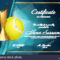 Tennis Certificate Diploma With Golden Cup Vector. Sport For Tennis Gift Certificate Template