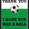 Thank You Card For Party Favors - Soccer Theme with Soccer Thank You Card Template