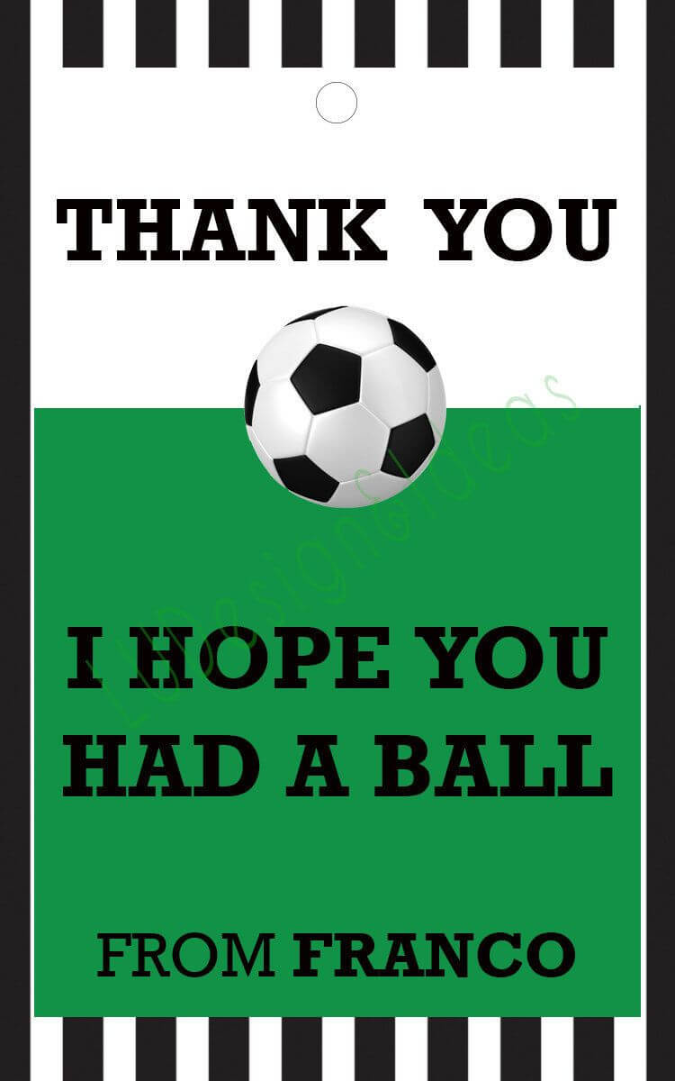 Thank You Card For Party Favors - Soccer Theme With Soccer Thank You Card Template