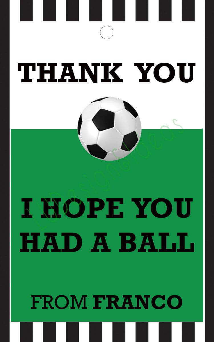 Thank You Card For Party Favors – Soccer Theme With Soccer Thank You Card Template