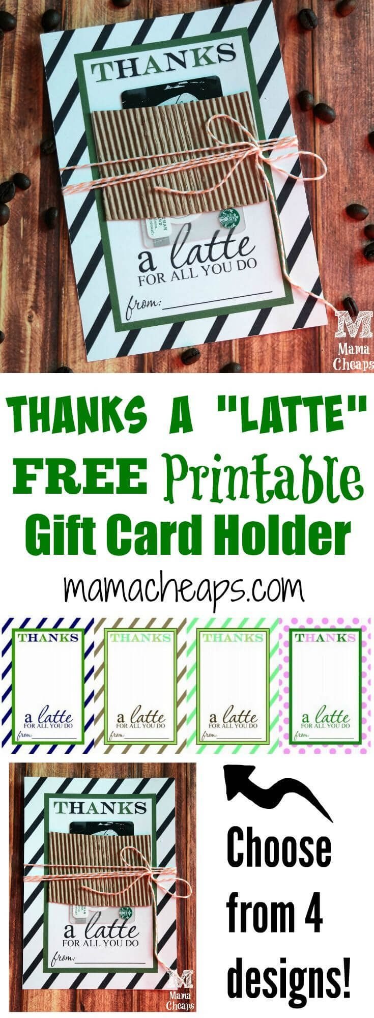 Thanks A Latte Free Printable Gift Card Holder Teacher Gift Pertaining To Thanks A Latte Card Template