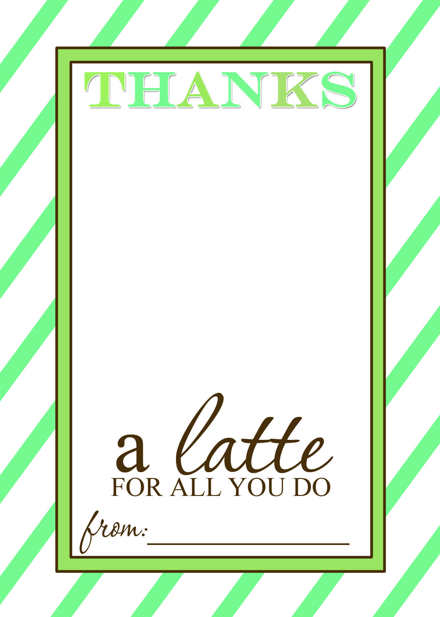 Thanks A Latte Free Printable Gift Card Holder Teacher Gift With Regard To Thanks A Latte Card Template