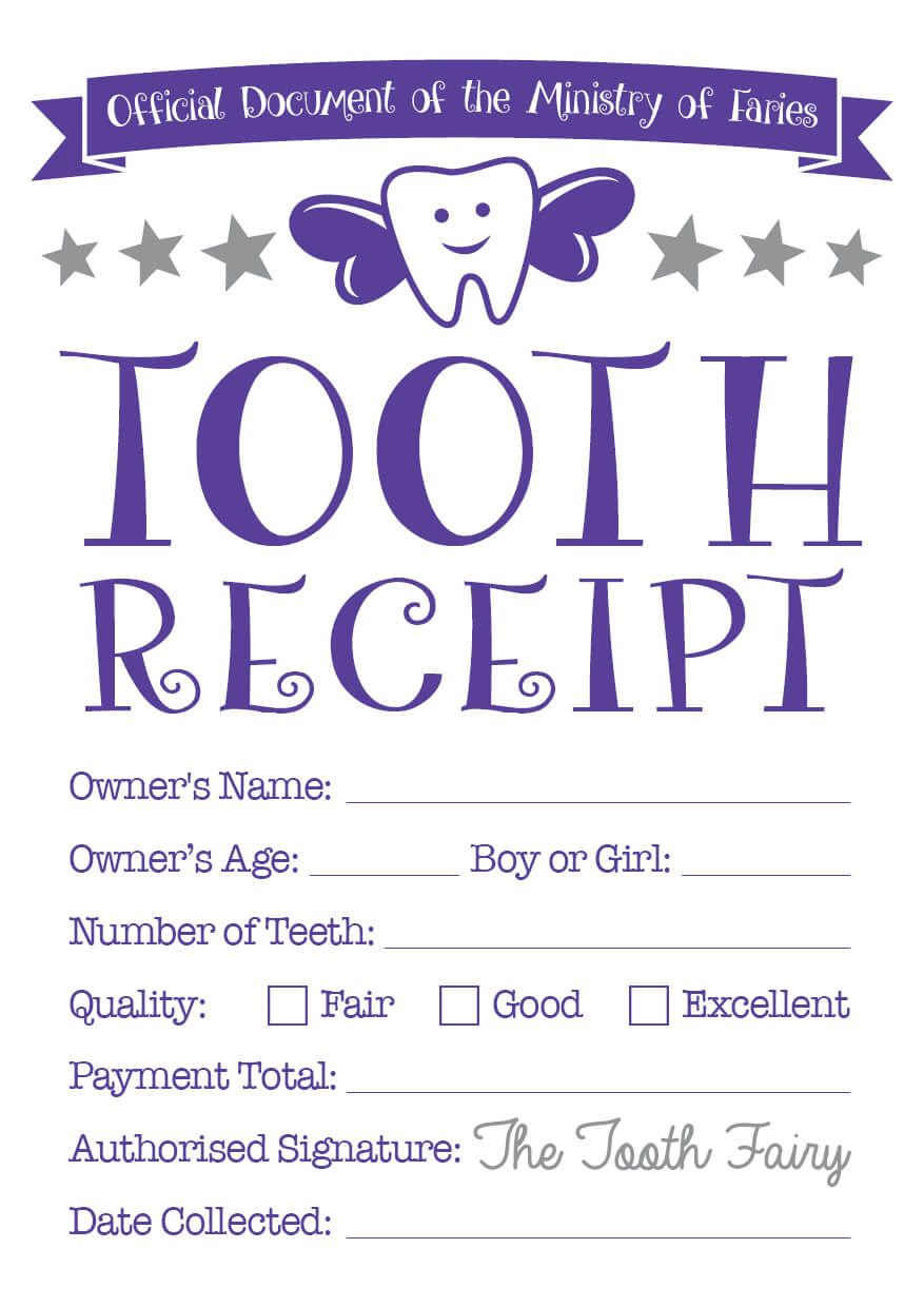 Tooth Receipt … | Tooth Fairy Certificate, Tooth Fairy Intended For Free Tooth Fairy Certificate Template