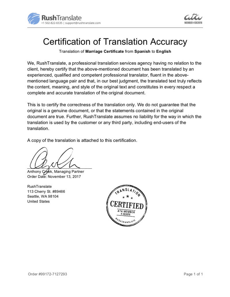 Translation Services Pertaining To Death Certificate Translation Template