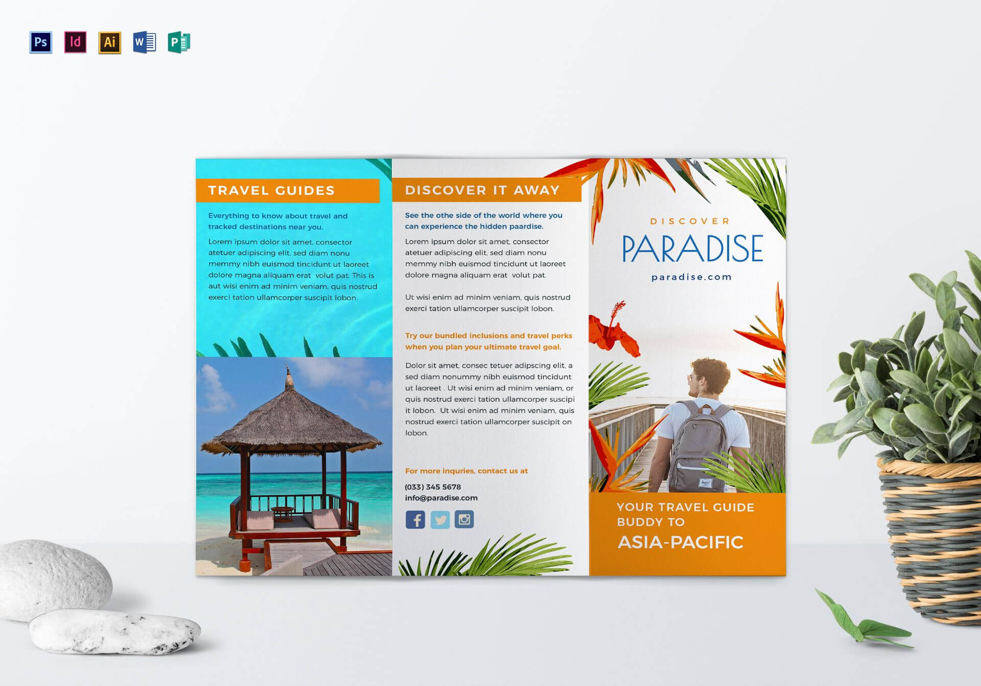 Travel Tri Fold Brochure Template | Brochure Examples Regarding Word Travel Brochure Template