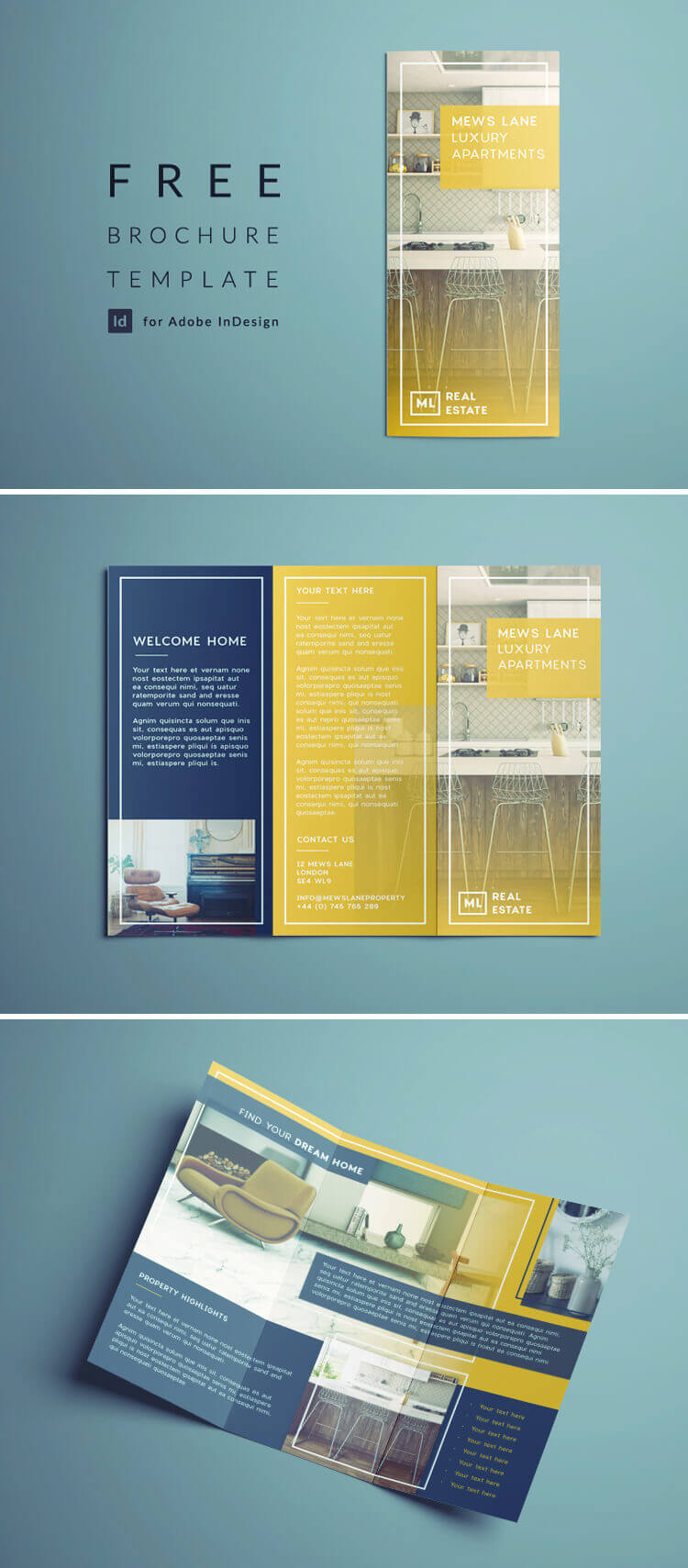 Tri Fold Brochure | Free Indesign Template Inside Z Fold Brochure Template Indesign