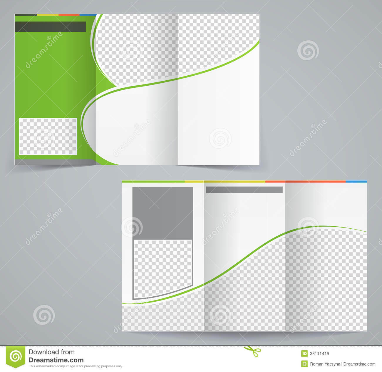 Tri Fold Business Brochure Template, Vector Green Stock In Tri Fold Brochure Template Illustrator