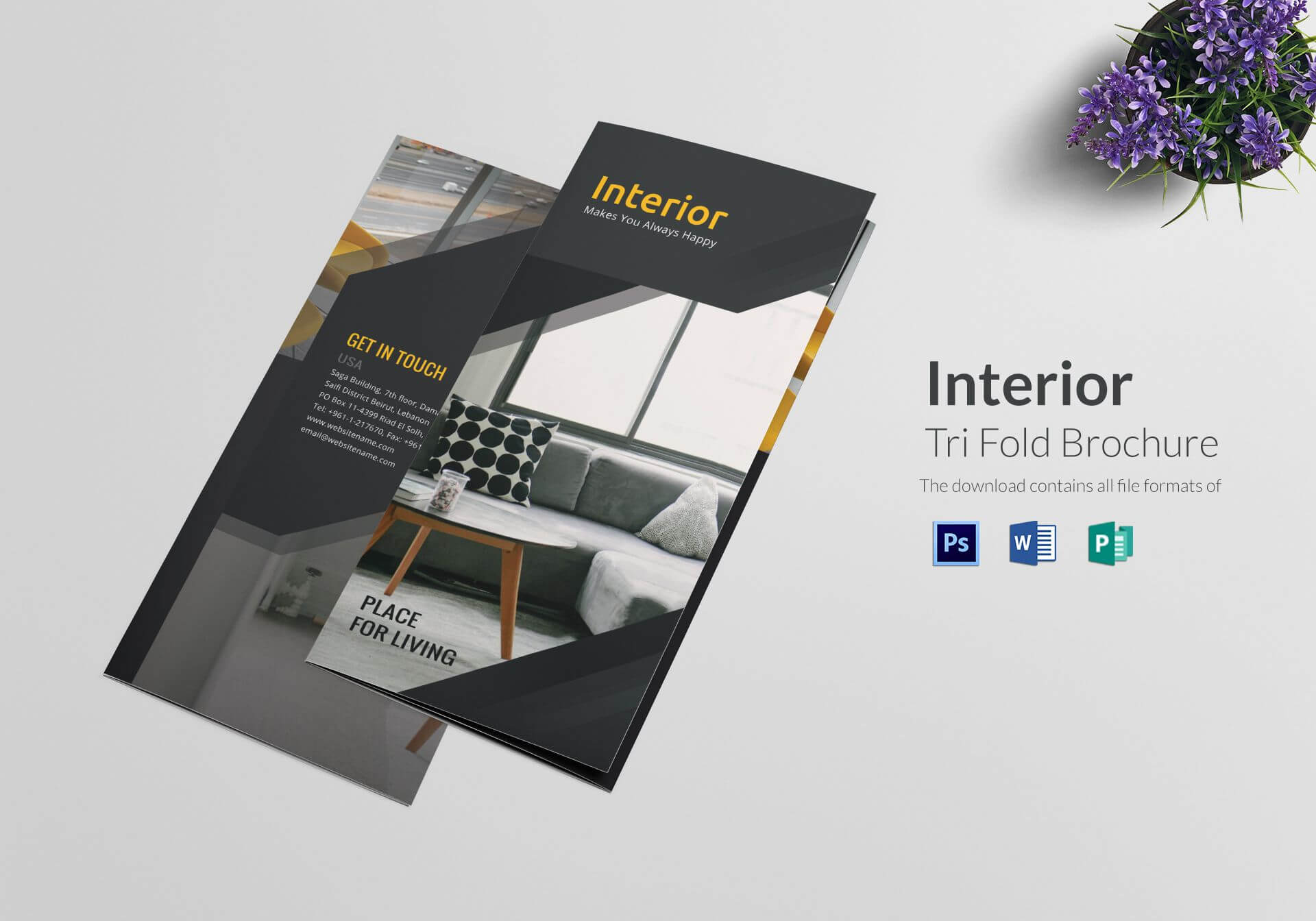 Tri Fold Interior Brochure Template | Brochure Design Intended For Architecture Brochure Templates Free Download