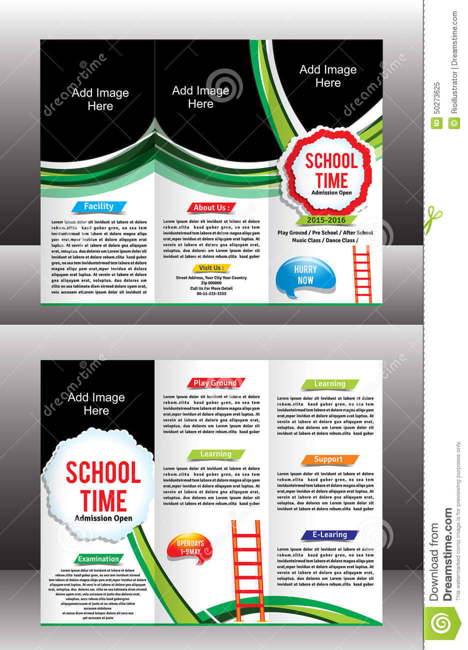 Tri Fold School Brochure Template Stock Vector With Regard To Tri Fold School Brochure Template