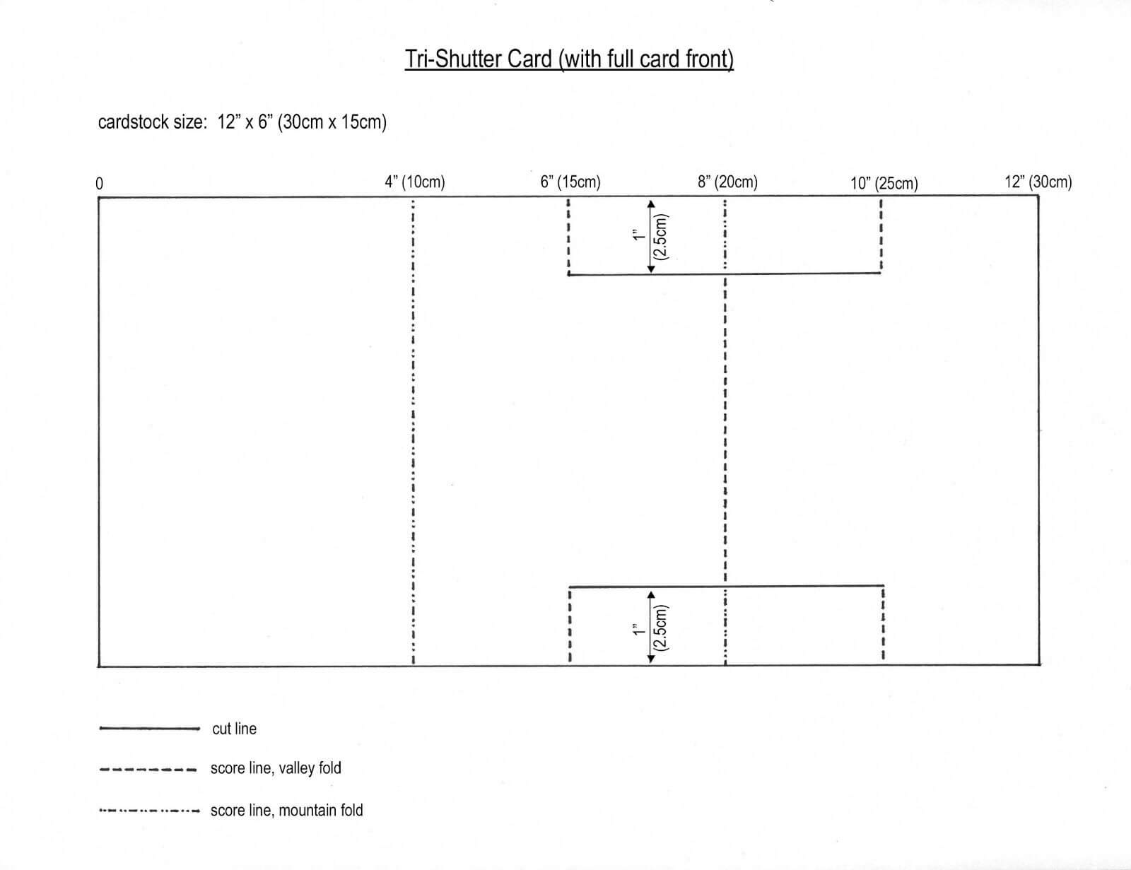 Tri Shutter Card With Full Card Front (Template) | Fun Fold Intended For Three Fold Card Template