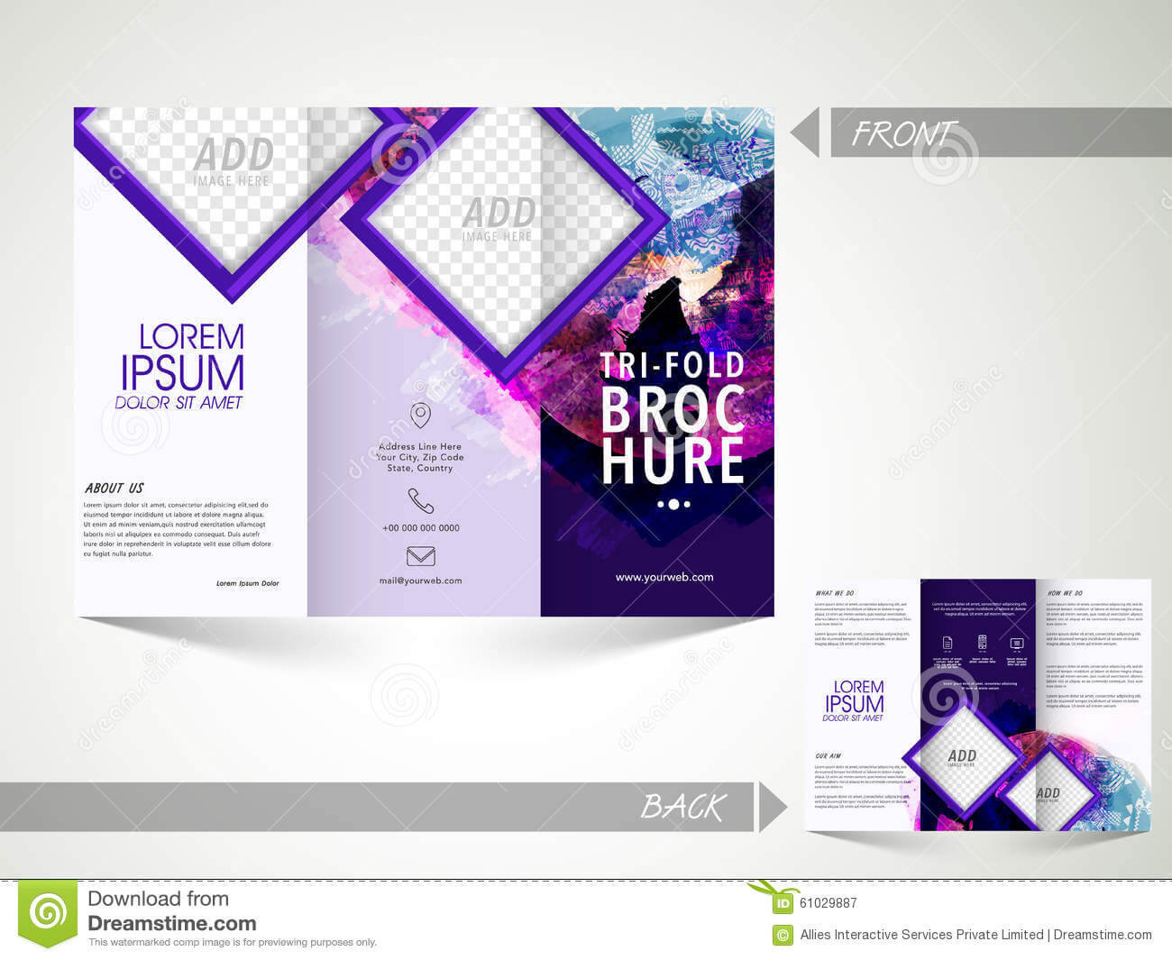 Trifold Brochure, Template Or Flyer For Business. Stock Intended For One Sided Brochure Template