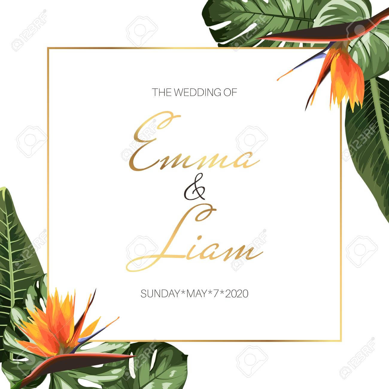 Tropical Exotic Wedding Event Invitation Card Template Design Regarding Event Invitation Card Template