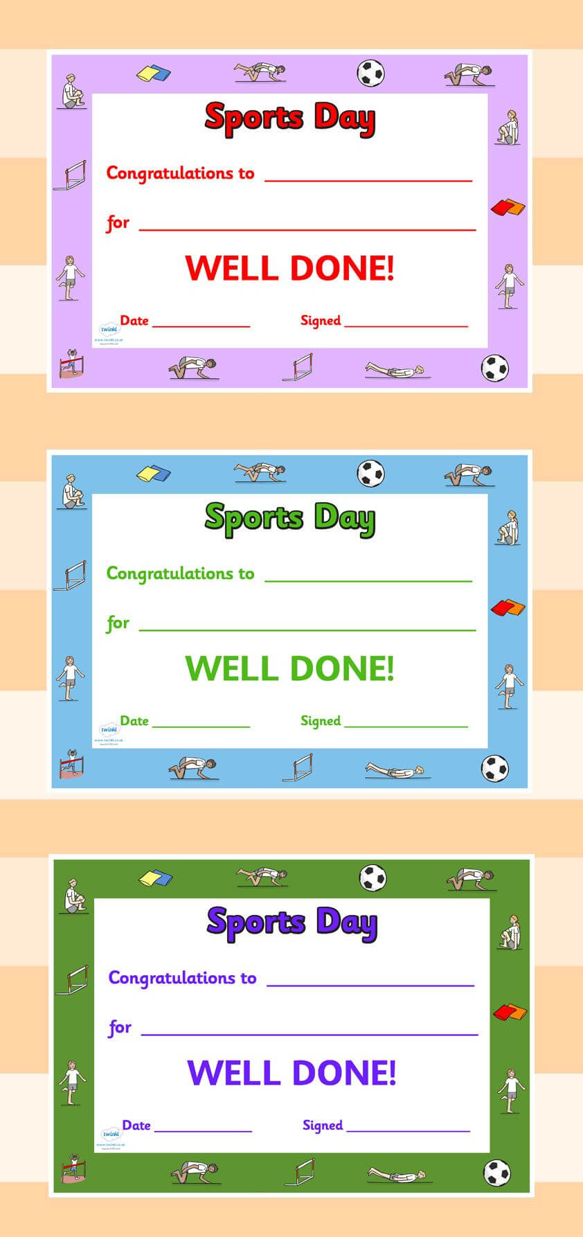 Twinkl Resources >> Editable Sports Day Award Certificates Regarding Sports Day Certificate Templates Free