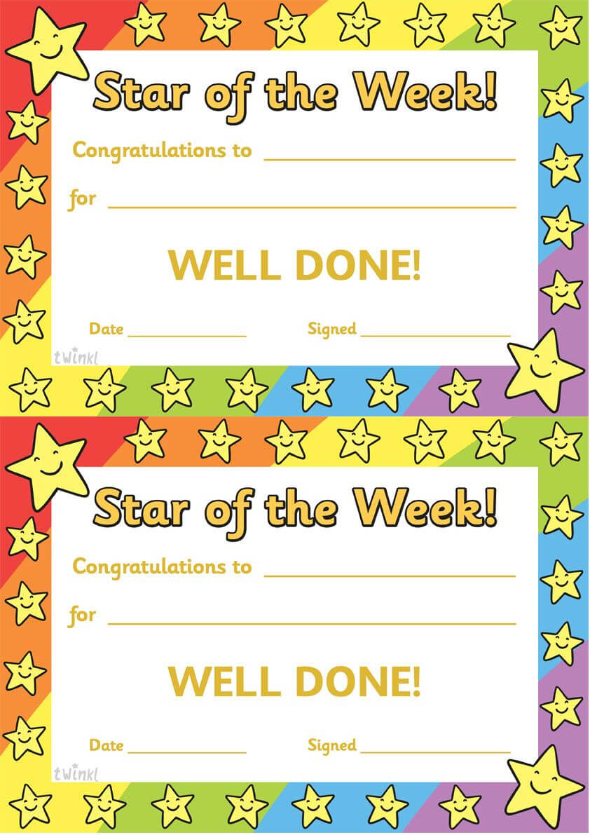 Twinkl Resources >> Star Of The Week >> Thousands Of Pertaining To Star Of The Week Certificate Template