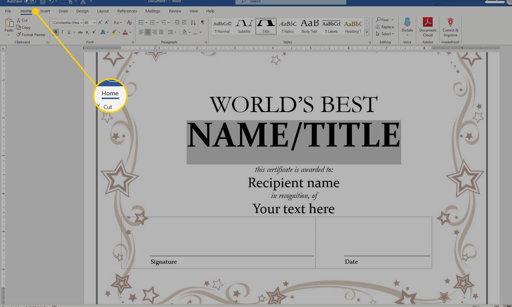 Using A Certificate Template In Microsoft Word With Regard To Word 2013 Certificate Template