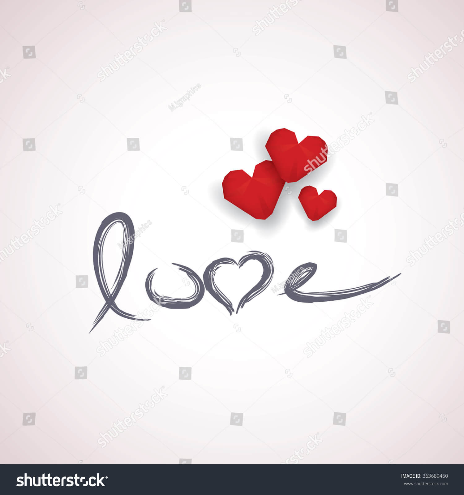 Valentine Card Template Handwritten Word Love Stock Vector Throughout Valentine Card Template Word
