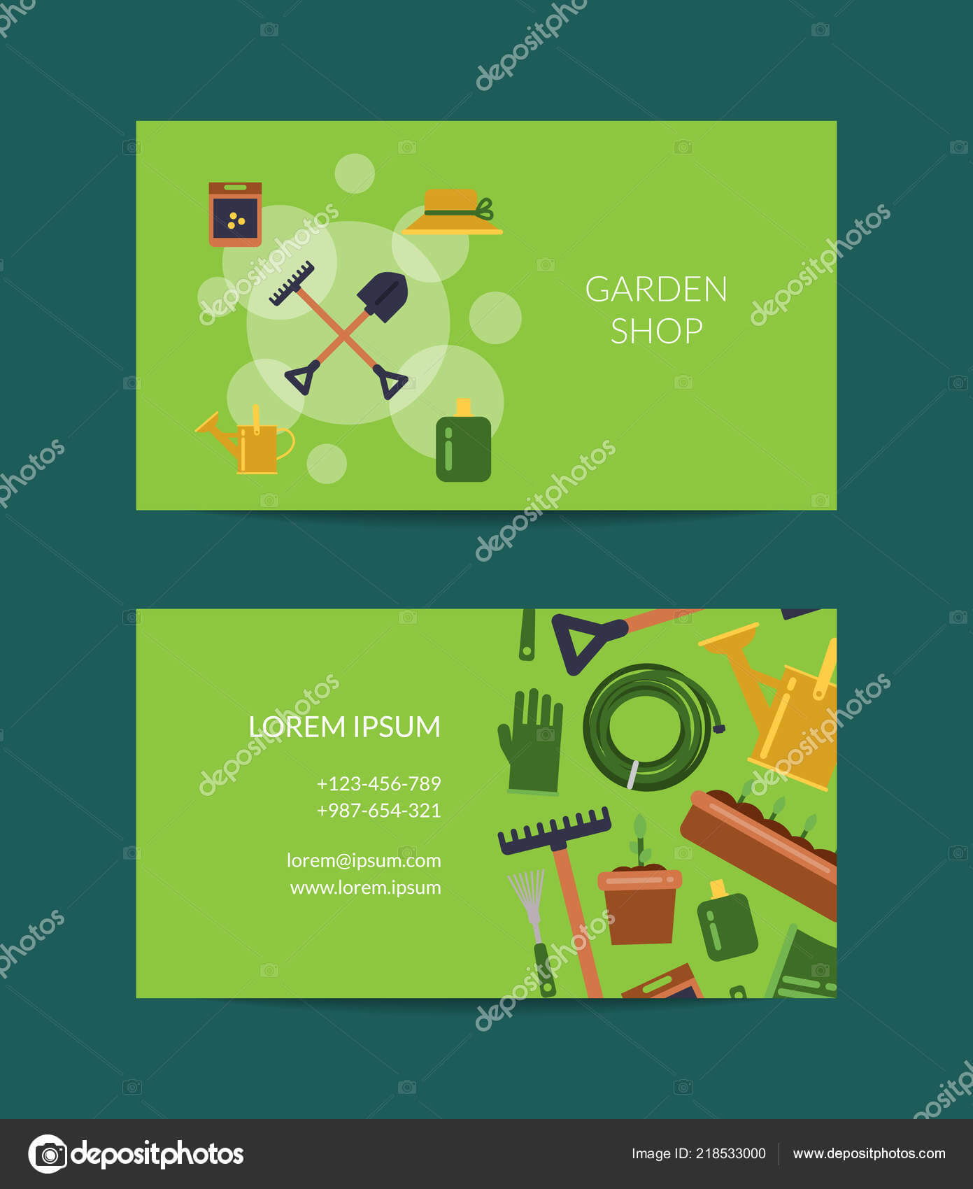 Vector Flat Gardening Icons Business Card — Stock Vector Within Gardening Business Cards Templates