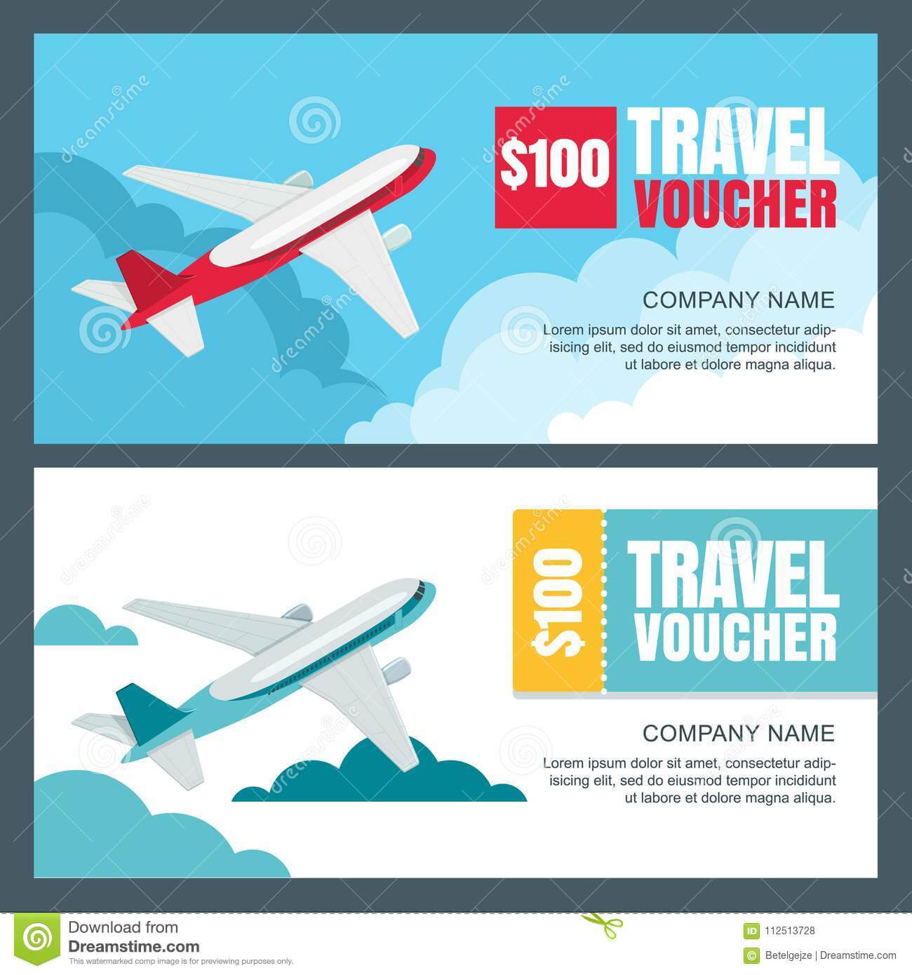 Vector Gift Travel Voucher Template. Flying Airplane In The Intended For Free Travel Gift Certificate Template